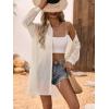 image:imageFloerns Womens Sheer Drop Shoulder Blouse Long Sleeve Collar Button Loose Shirts TopsApricot