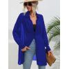 image:imageFloerns Womens Sheer Drop Shoulder Blouse Long Sleeve Collar Button Loose Shirts TopsBlue