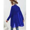 image:imageFloerns Womens Sheer Drop Shoulder Blouse Long Sleeve Collar Button Loose Shirts TopsBlue