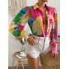 image:imageFloerns Womens Sheer Drop Shoulder Blouse Long Sleeve Collar Button Loose Shirts TopsPink Floral