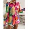 image:imageFloerns Womens Sheer Drop Shoulder Blouse Long Sleeve Collar Button Loose Shirts TopsPink Floral