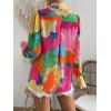 image:imageFloerns Womens Sheer Drop Shoulder Blouse Long Sleeve Collar Button Loose Shirts TopsPink Floral