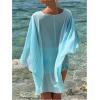 image:imageFloerns Womens Sheer Mesh Shawl Wraps High Low Ruffle Hem Beach Cover Up Poncho TopsBlue