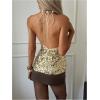 image:imageFloerns Womens Sparkly Sequin Halter Cami Top Y2k Tie Open Back Glitter Club Party TopsGold