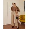 image:imageFloerns Womens Square Neck Puff Short Sleeve Elegant Blouse Crop TopCoffee Brown