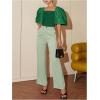 image:imageFloerns Womens Square Neck Puff Short Sleeve Elegant Blouse Crop TopDark Green