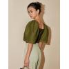 image:imageFloerns Womens Square Neck Puff Short Sleeve Elegant Blouse Crop TopOlive Green