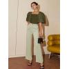 image:imageFloerns Womens Square Neck Puff Short Sleeve Elegant Blouse Crop TopOlive Green