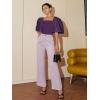 image:imageFloerns Womens Square Neck Puff Short Sleeve Elegant Blouse Crop TopPurple