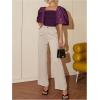 image:imageFloerns Womens Square Neck Puff Short Sleeve Elegant Blouse Crop TopRed Violet
