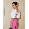 image:imageFloerns Womens Square Neck Puff Short Sleeve Elegant Blouse Crop TopWhite