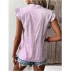 image:imageFloerns Womens Striped Ruffle Cap Sleeve Tops Summer Blouse Tops V Neck Business Causal Work Outfits for 2025Light Pink