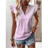 image:imageFloerns Womens Striped Ruffle Cap Sleeve Tops Summer Blouse Tops V Neck Business Causal Work Outfits for 2025Light Pink
