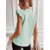 image:imageFloerns Womens Striped Ruffle Cap Sleeve Tops Summer Blouse Tops V Neck Business Causal Work Outfits for 2025Mint Green