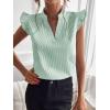 image:imageFloerns Womens Striped Ruffle Cap Sleeve Tops Summer Blouse Tops V Neck Business Causal Work Outfits for 2025Mint Green