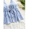 image:imageFloerns Womens Striped Sleeveless Halter Tops Cute Tie Front Split Hem CamisoleBlue and White