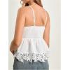 image:imageFloerns Womens Textured V Neck Cami Top Spaghetti Strap Smocked Lace Ruffle Trim Summer TopsWhite Lace