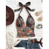 image:imageFloerns Womens Vintage Sleeveless Halter Tops Western Concert Outfit Tank TopsBrown Multi