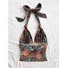 image:imageFloerns Womens Vintage Sleeveless Halter Tops Western Concert Outfit Tank TopsBrown Multi