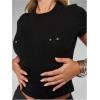 image:imageFloerns Womens Y2K Piercing Decor T Shirt Summer Short Sleeve Crew Neck Punk Club Party Crop TopsBlack