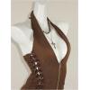 image:imageFloerns Womens Y2k Lace Up Halter Top Zip Up Deep V Neck Sleeveless Going Out Fall Fashion TopsBrown
