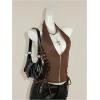 image:imageFloerns Womens Y2k Lace Up Halter Top Zip Up Deep V Neck Sleeveless Going Out Fall Fashion TopsBrown