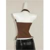 image:imageFloerns Womens Y2k Lace Up Halter Top Zip Up Deep V Neck Sleeveless Going Out Fall Fashion TopsBrown