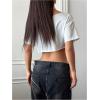 image:imageFloerns Womens Y2k Off Shoulder Crop Tops Short Sleeve Oversized Tee ShirtsWhite