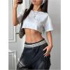 image:imageFloerns Womens Y2k Off Shoulder Crop Tops Short Sleeve Oversized Tee ShirtsWhite