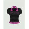 image:imageFloerns Womens Y2k Rhinestone Tops Lace Halter Neck Grunge Ruched Rhinestone Tee TopsBlack and Purple
