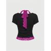 image:imageFloerns Womens Y2k Rhinestone Tops Lace Halter Neck Grunge Ruched Rhinestone Tee TopsBlack and Purple