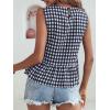 image:imageWomens Plaid Ruffle Casual Hem Sleeveless BlouseBlack and White