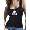 image:imageFloerns Womens Gothic Skull Print Sleeveless Cami Lace Trim Rib Knit Camisole TopBlack