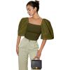 image:imageFloerns Womens Square Neck Puff Short Sleeve Elegant Blouse Crop TopOlive Green