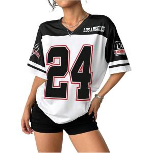 image:imageFloerns Womens Camo Print Team Sports T Shirts V Neck Basketball Jersey Tee ShirtsWhite and Black