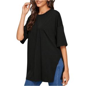 image:imageFloerns Womens Casual Basic Short Sleeve Loose TShirt Tee TopsA Black