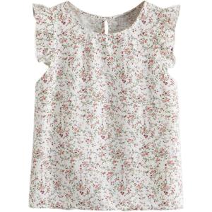 image:imageFloerns Womens Cute Ditsy Floral Print Frill Sleeve Blouse TopA White