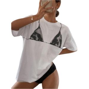 image:imageFloerns Womens Graphic Print Short Sleeve T Shirts Loose Crew Neck Tee ShirtsWhite