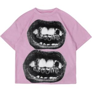 image:imageFloerns Womens Graphic Print Tee Round Neck Short Sleeve Summer T ShirtPink