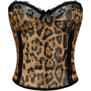 image:imageFloerns Womens Leopard Strapless Tube Top Lace Sleeveless Bandeau Cheetah Bustier TopsBrown Multi
