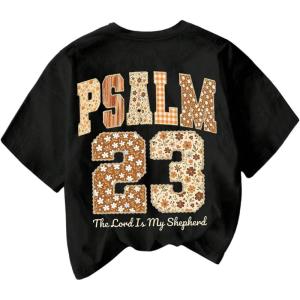 image:imageFloerns Womens Number Jersey Shirts Short Sleeve Floral Crewneck Y2k Graphic TeesBlack