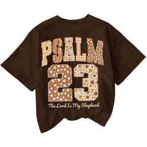 image:imageFloerns Womens Number Jersey Shirts Short Sleeve Floral Crewneck Y2k Graphic TeesBrown
