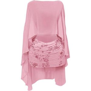 image:imageFloerns Womens Sheer Mesh Shawl Wraps High Low Ruffle Hem Beach Cover Up Poncho TopsPink