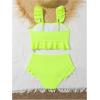 image:imageFloerns Girls 2 Piece Bathing Suit Ruffle Trim Summer Bikini SwimsuitYellow