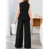 image:imageFloerns Girls 2 Piece Outfit Elegant V Neck Button Up Suit Vest with Wide Leg Pants SetBlack