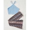 image:imageFloerns Girls 2 Piece Outfit Halter Crop Top and Paisley Bell Bottom Pants SetBlue