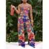 image:imageFloerns Girls 2 Piece Outfit Hawaiian Tropical Crop Cami Tops and Boho Pants SetRoyal Blue