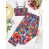image:imageFloerns Girls 2 Piece Outfit Hawaiian Tropical Crop Cami Tops and Boho Pants SetRoyal Blue