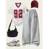 image:imageFloerns Girls 2 Piece Outfit Number Print Short Sleeve T Shirts Wide Leg Pants SetRed Multi