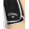 image:imageFloerns Girls 3 Pack Letter Print Athletic Shorts Color Block Elastic High Waisted Track ShortsBlack Grey White